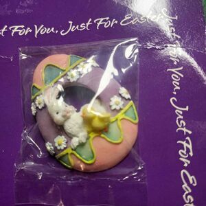 Vintage American Greeting Co. Easter Bunny Rabbit & Chick Egg Pin - New